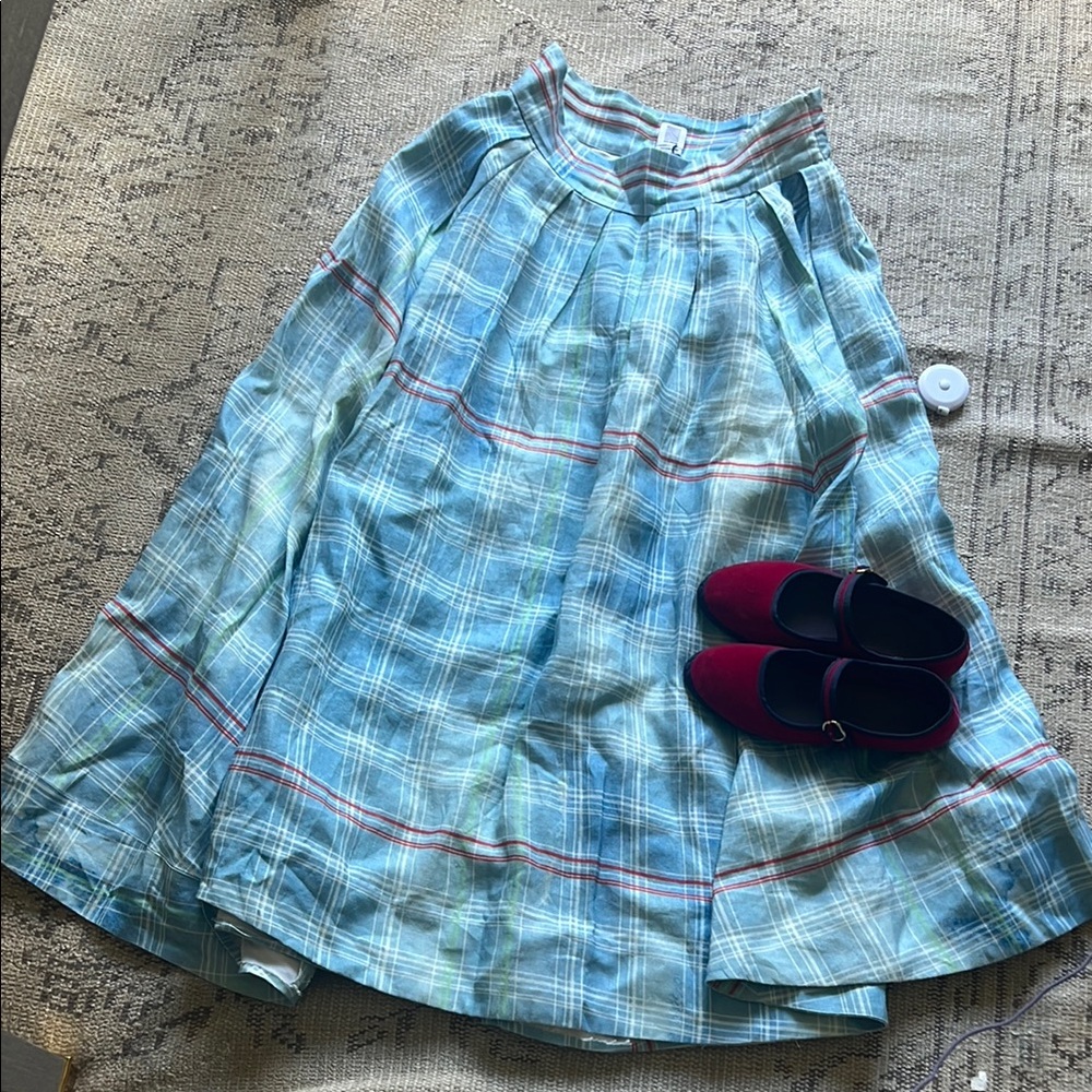 Rosie Assoulin Plaid Blue Skirt